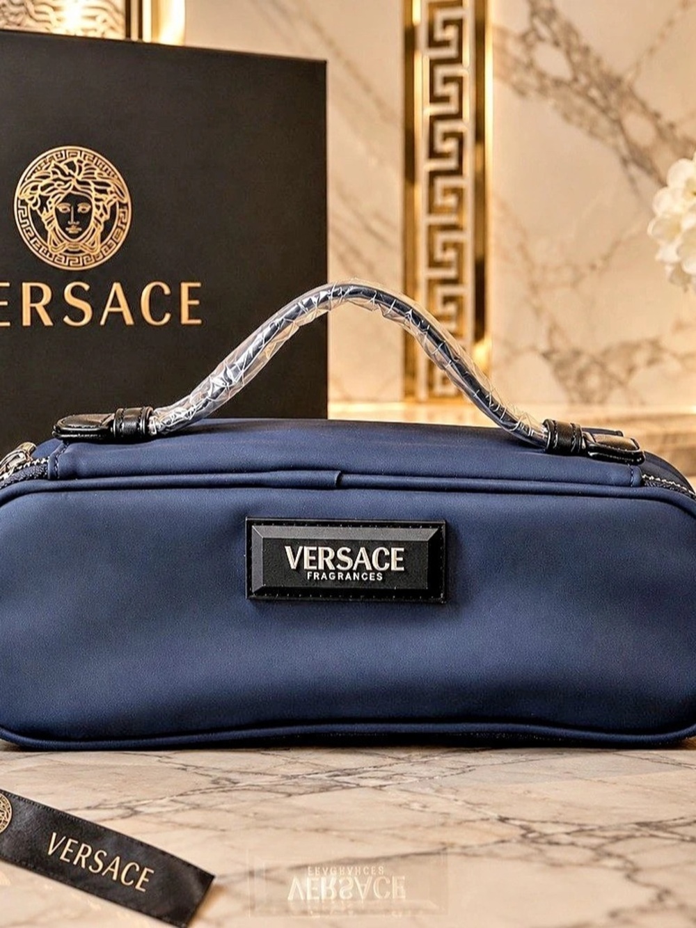 Versace Travel Toiletry Vanity Case Blue